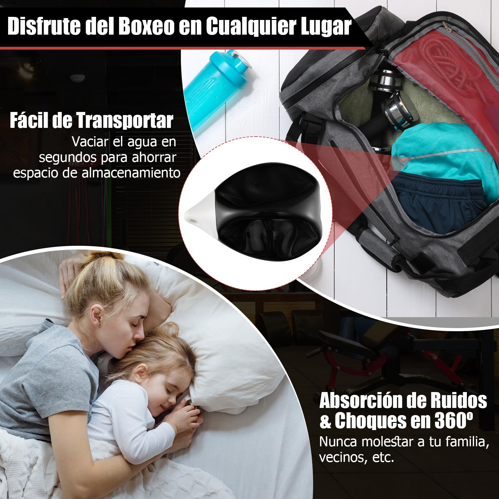 GYMAX Saco de Boxeo de Agua 45 cm 50 kg Cadena Metálica Ajustable