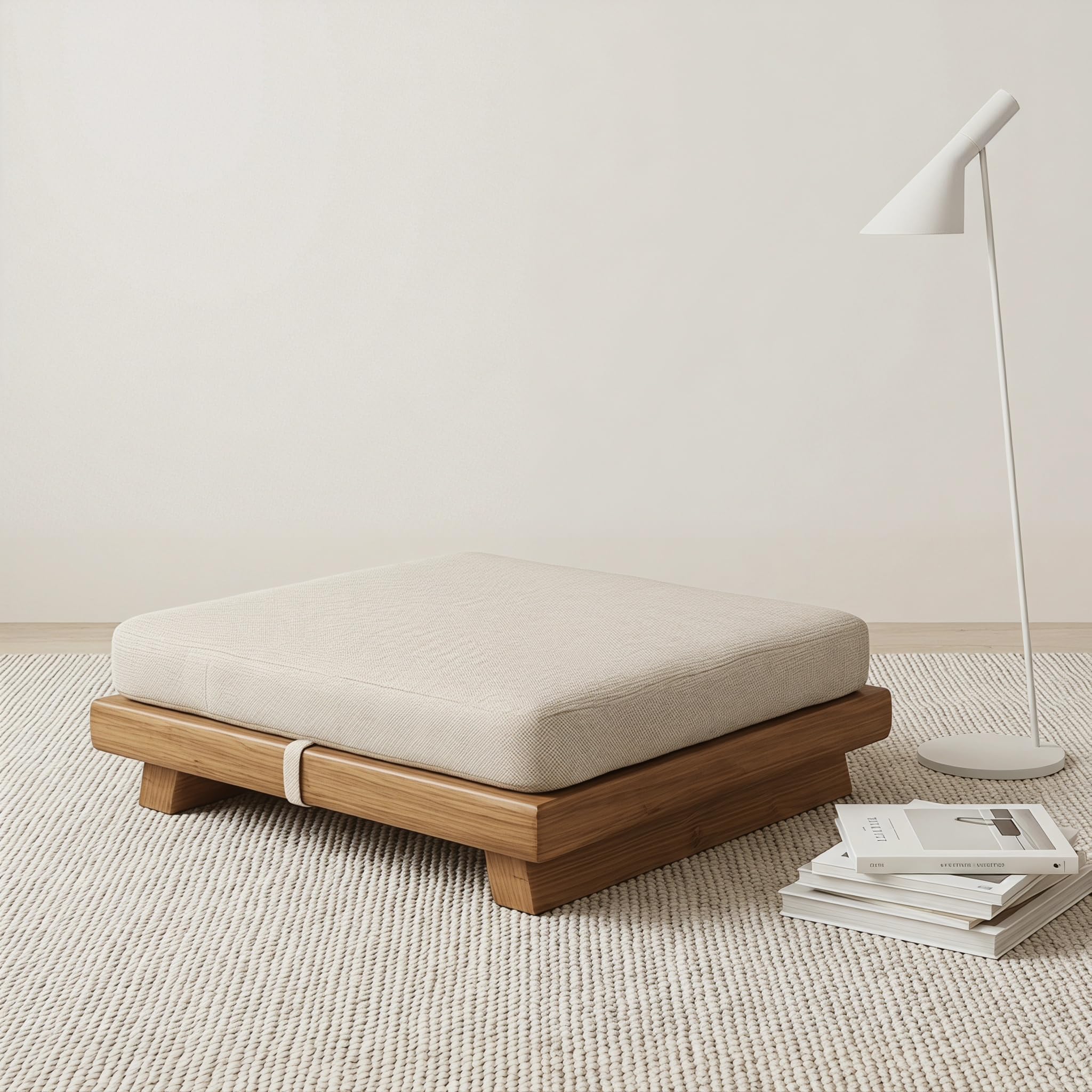 Silla de meditación de suelo, silla de cojín tatami de madera, silla de salón con ventana de bahía con cojín suave, para leer, televisión, juegos en dormitorio, dormitorio y rincones de ventana de