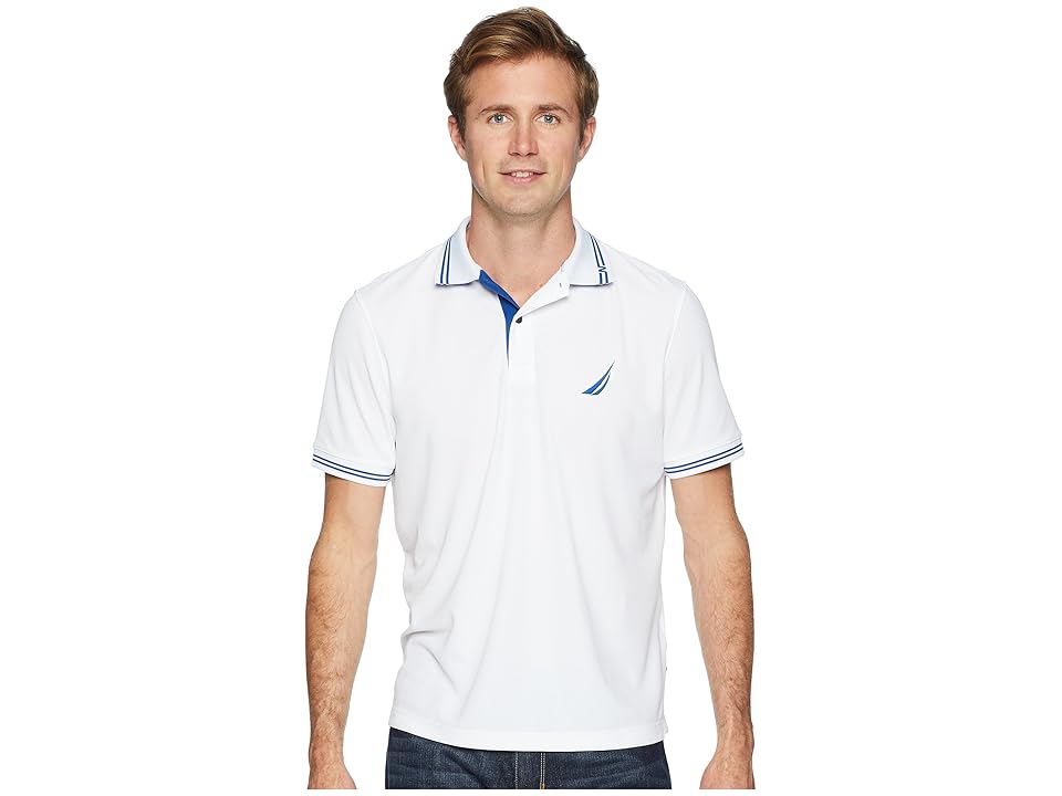 

Nautica Short Sleeve Navtech Performance Polo (Bright White) Men's Clothing