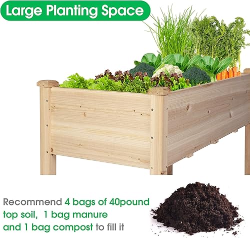 Miniatura 6 de DC DICLASSE Cama de jardín elevada de 9 pulgadas de profundidad, maceta de madera elevada con orificio de drenaje para patio al aire libre, patio,