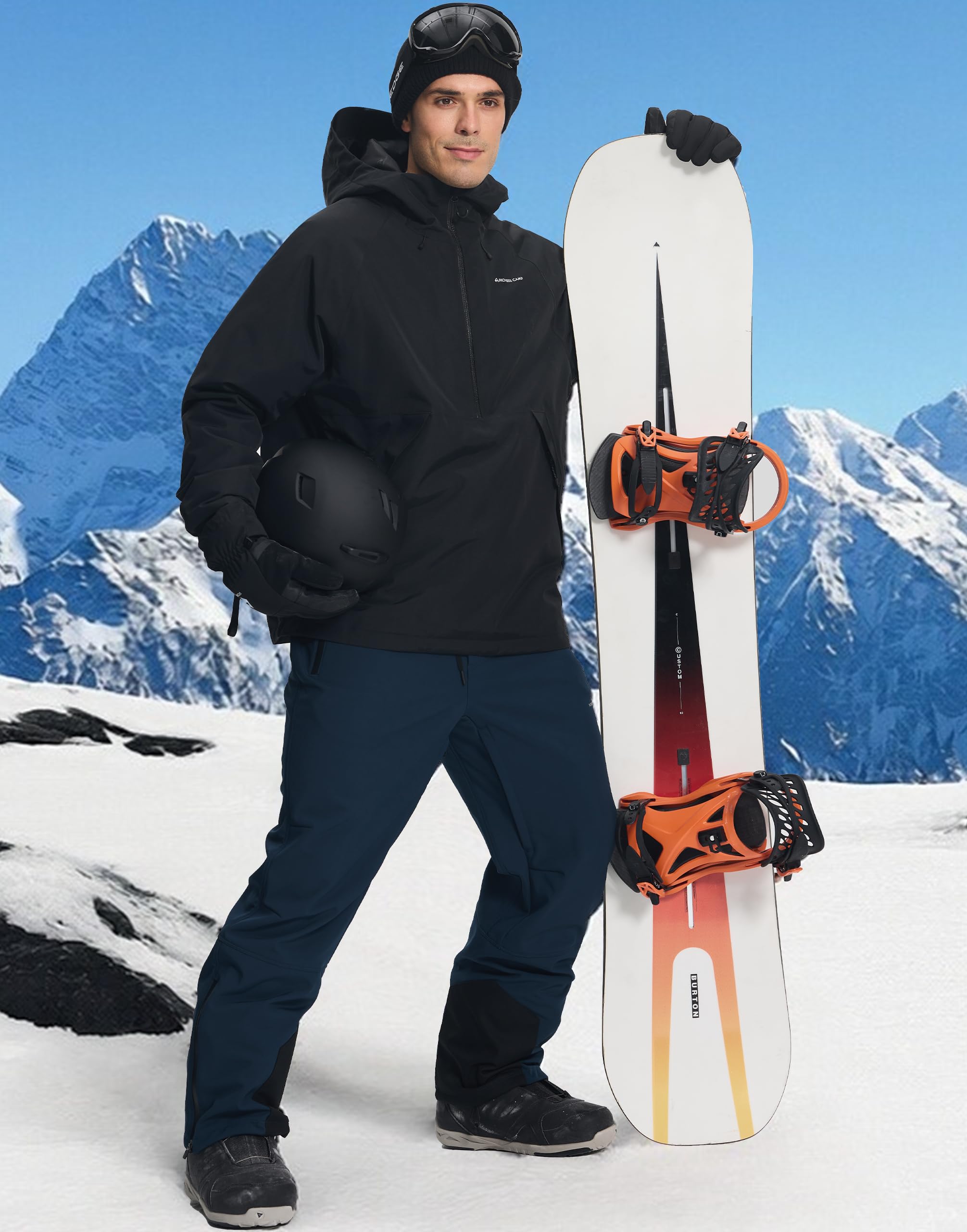 Pioneer Camp Herren Semi-Front Skijacke mit 10000 mm Wassersäule – Wasserdichte & atmungsaktive (7000 g) Ski- und Snowboardjacke mit abnehmbarem Schneerock, Verstellbarer Kapuze