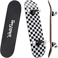WhiteFang Complete Skateboard for Beginners 31x7.88 Inch 7-Layer Canadian Maple Double Kick - Kids Tricks Max 220lbs