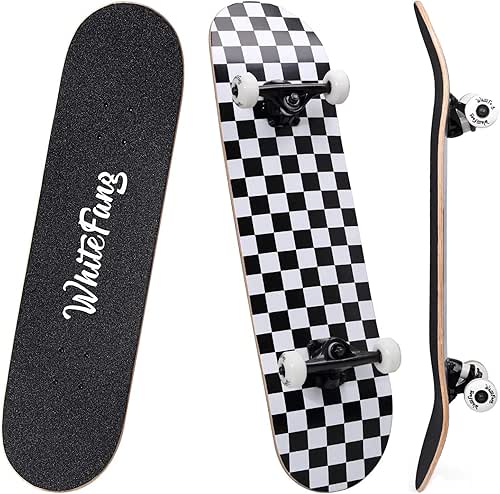 WhiteFang Skateboards for Beginners, Complete Skateboard 31 x 7.88, 7