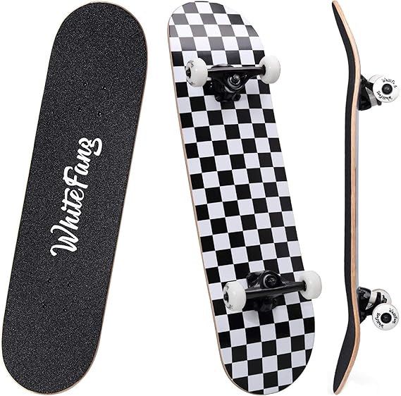 WhiteFang Skateboards For Beginners, Complete Skateboard 31 X 7 88 7 Layer Canadian Maple Double Kick Concave Standard And Tricks Skateboards For Kids And Beginners Letters - View #5