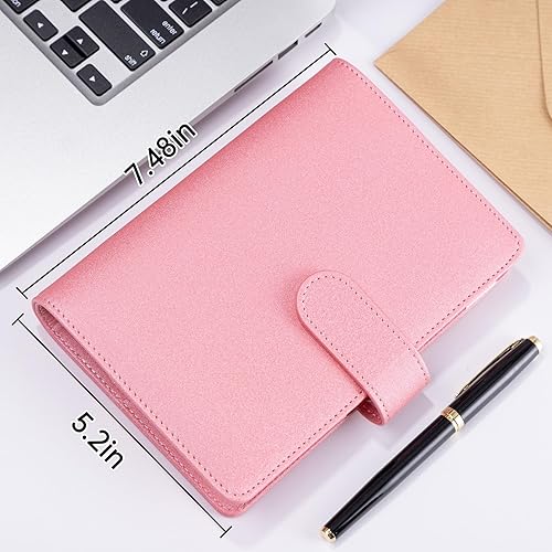 Vista 85 de Antner - Archivador de piel sintética con 6 anillos, para papel de tamaño A6, agenda personal con hojas sueltas y cubierta con cierre magnético