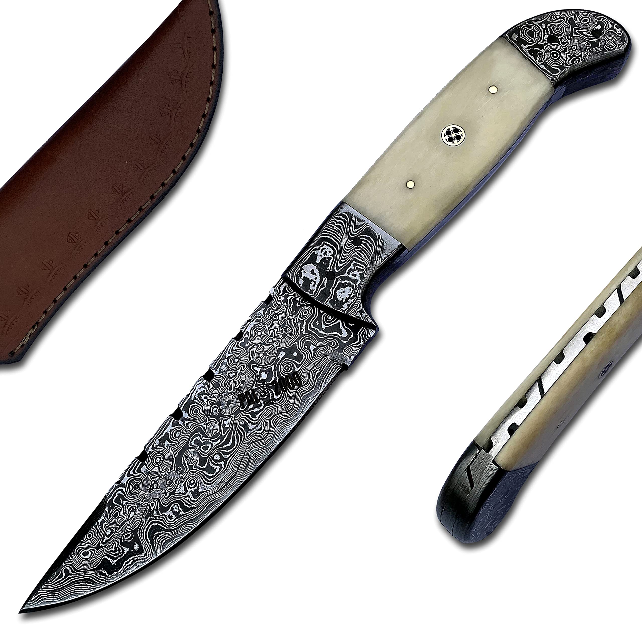 PAL 2000 KNIVES Custom Handmade Damascus Steel 9.5 Inches Hunting Knife with Sheath 6004