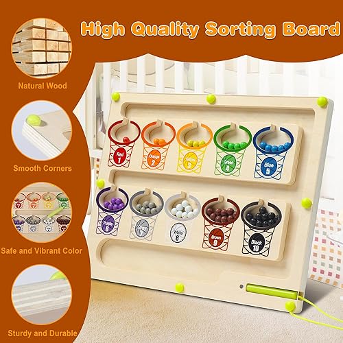 Miniatura 4 de BIU Juguetes Montessori con números de color magnéticos, rompecabezas de madera con imán de madera, juegos de mesa, juguetes de conteo,