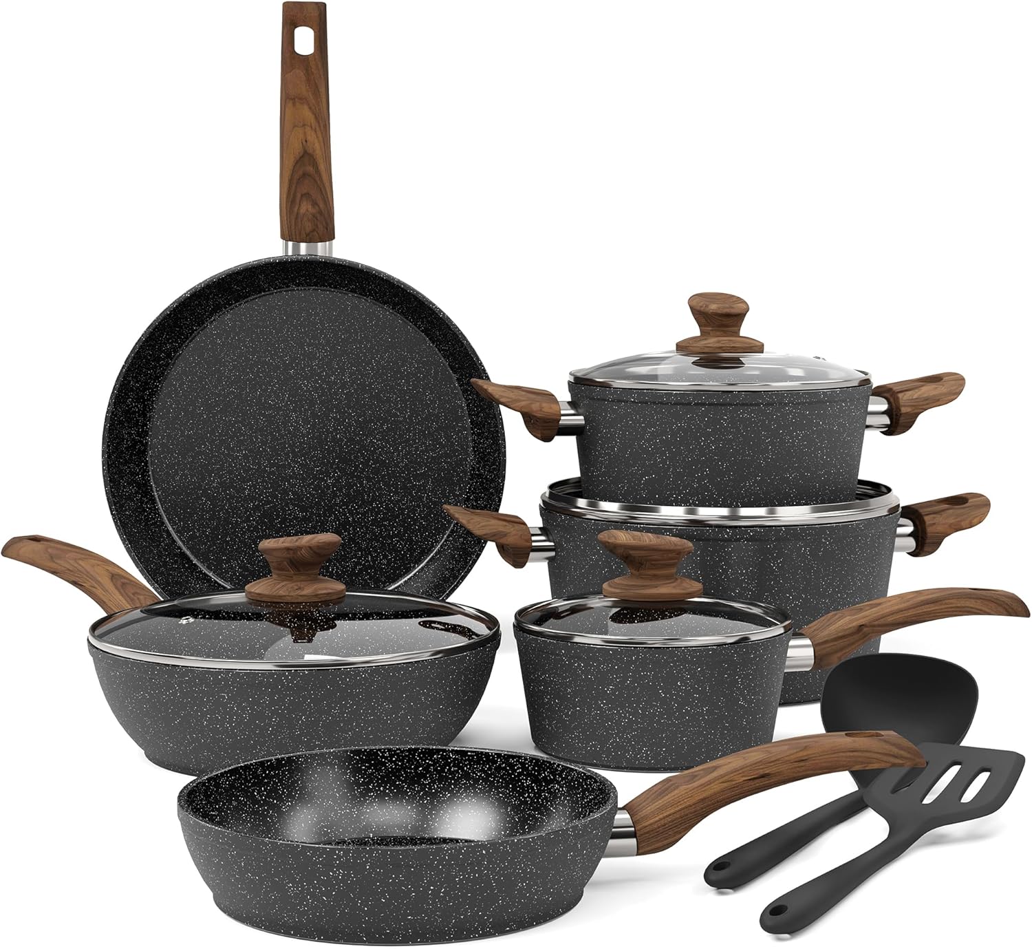 Kitchen Academy Induction Hob Pots and Pans Set 12 Piece Cooking Pans