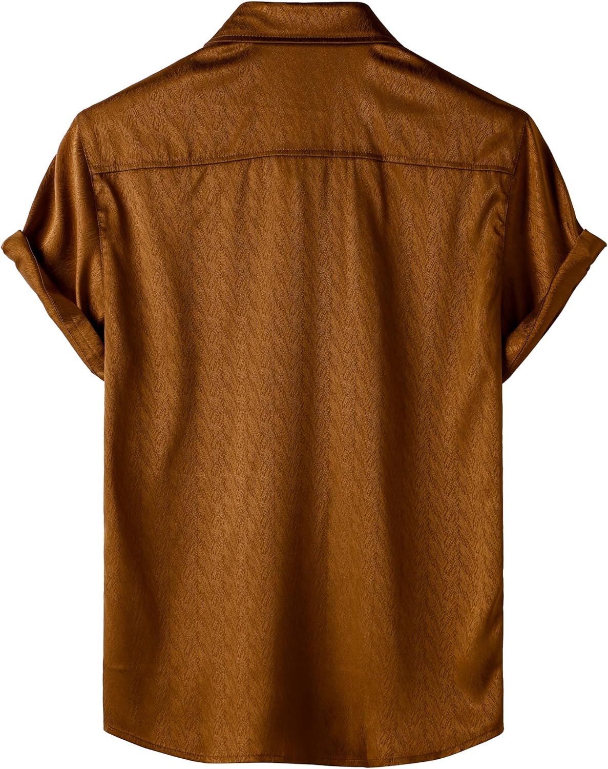 ZEROYAA Men's Luxury Shiny Satin Jacquard Shirt Modern Fit Short Sleeve Button Down Shirts for Summer Party Prom - Image 5