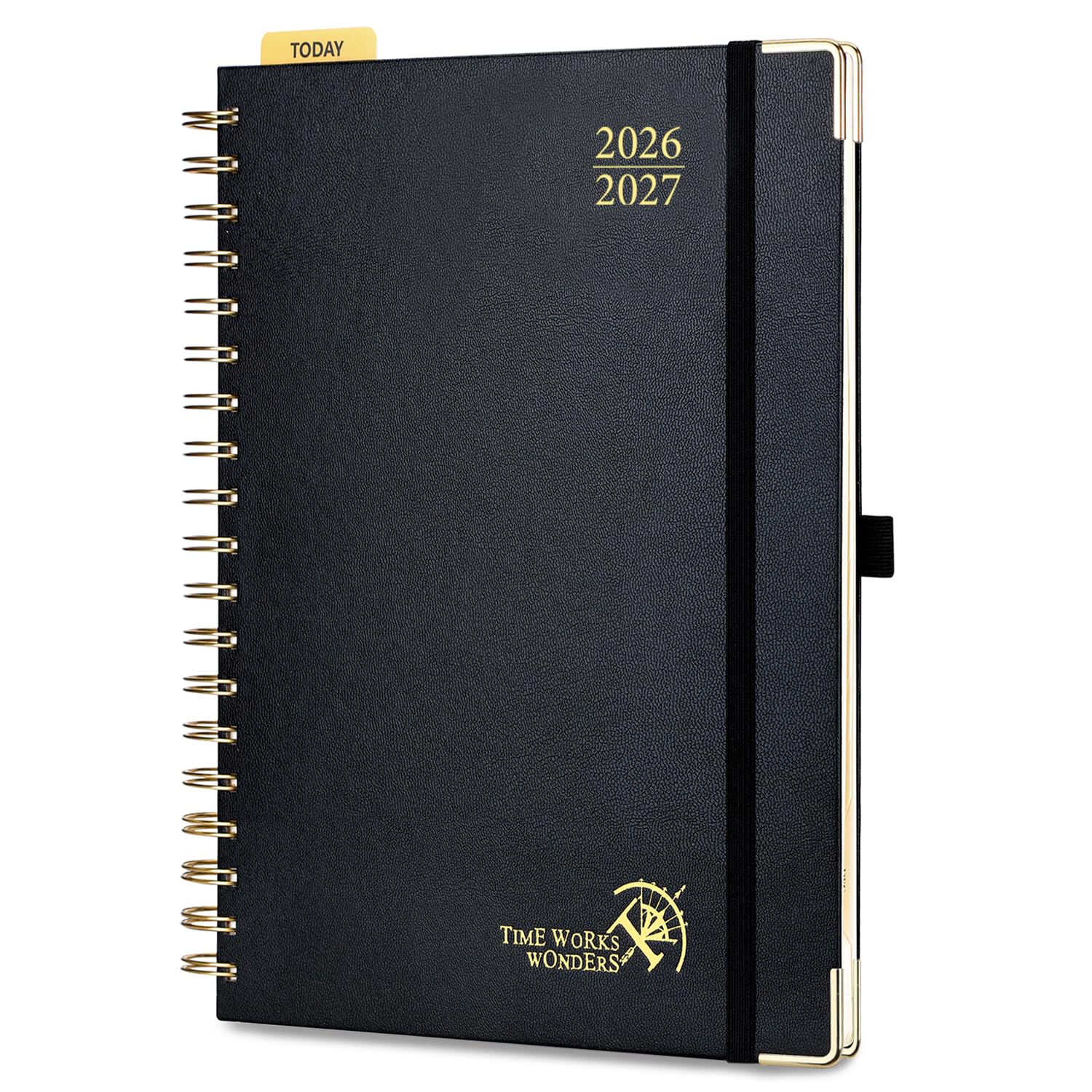 POPRUN 2026-2027 Academic Diary A4 Week to View Big Spiral 17 Months (Aug'26 - Dec'27) Vertical Academic 26/27 Weekly Hardback Planner(Black)
