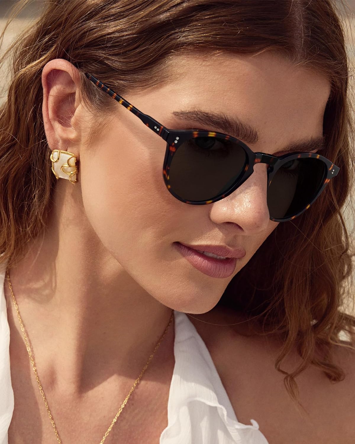 CARFIA Round Polarized Sunglasses for Women UV Protection Acetate Frame Classic Retro Style CA2302 Tortoise Frame - Image 2