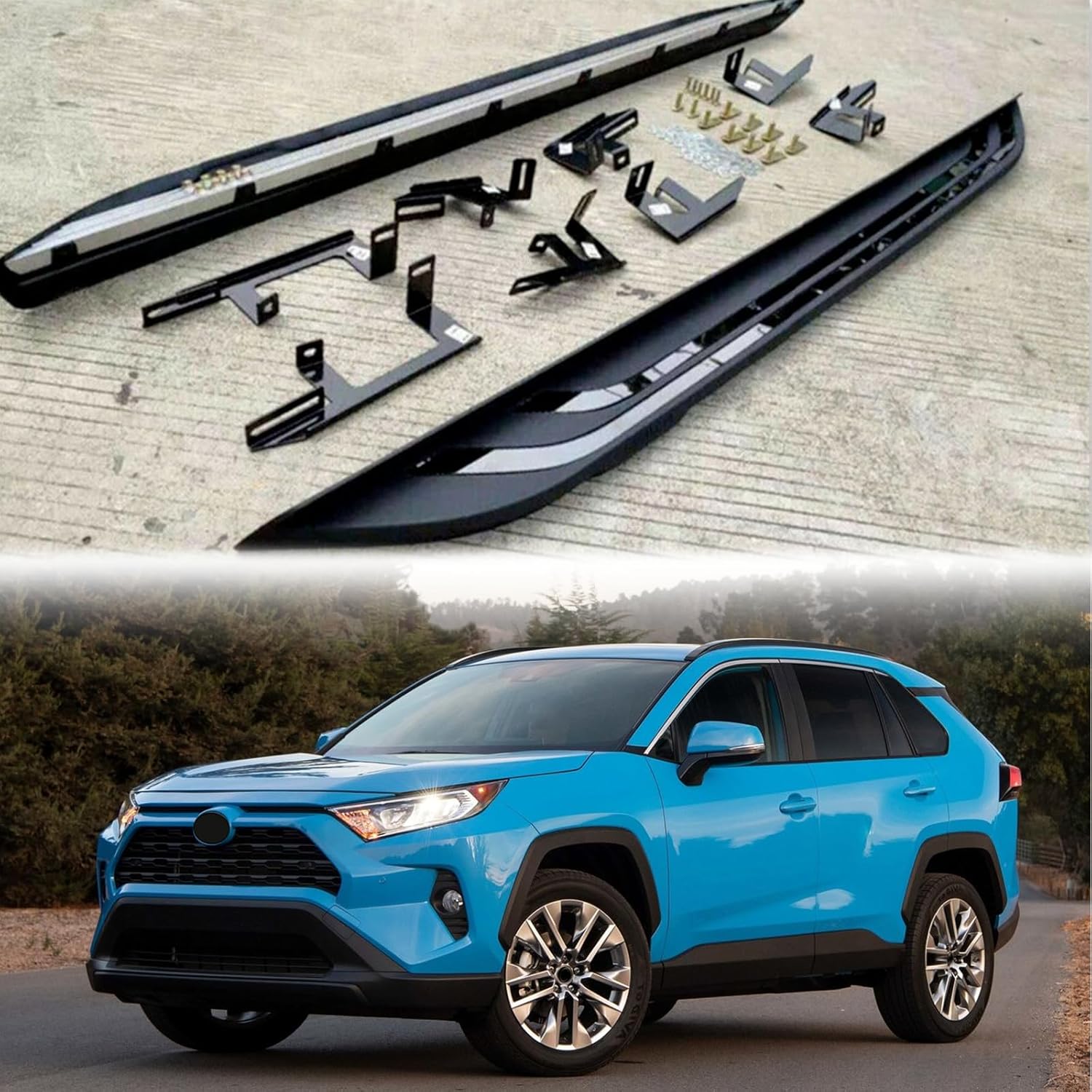 Running Board Fits for Toyota RAV4 RAV4 2019 2020 2021 2022 2023 2024 Side Step Nerf Bar Stairs 2PC Black