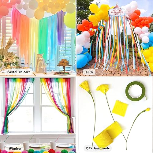 Miniatura 6 de 12 rollos de serpentinas de papel crepé, serpentinas de 12 colores, suministros de fiesta para fiesta de cumpleaños, baby shower, arco iris,