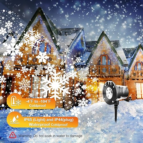 Miniatura 6 de Proyector de luces de copo de nieve de Navidad, proyección de luz LED dinámica de nieve, IP65, impermeable, para interiores y exteriores, lámpara de