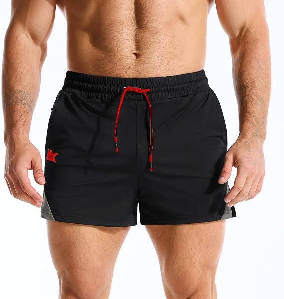 The BROKIG Men's LightArmor shorts offer quick-dry comfort and a secure zip pocket for workouts.