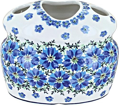 Miniatura 2 de Portacepillos de dientes de cobalto de cerámica polaca rosa azul