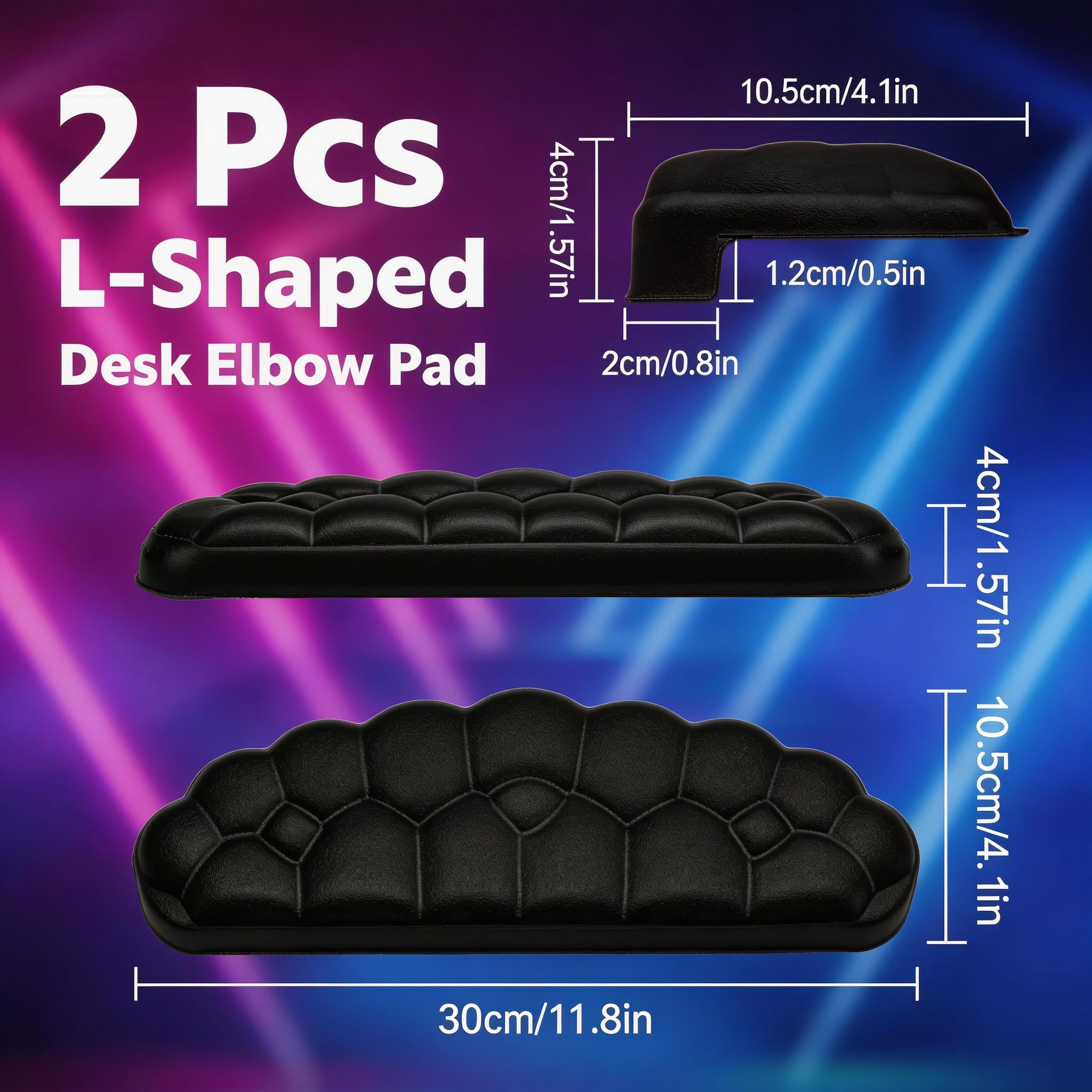 Lot de 2 coudières en forme de L en mousse à mémoire de forme avec base antidérapante, coussin ergonomique pour bords de bureau, accoudoirs et soutien du poignet pour bureau, maison, noir