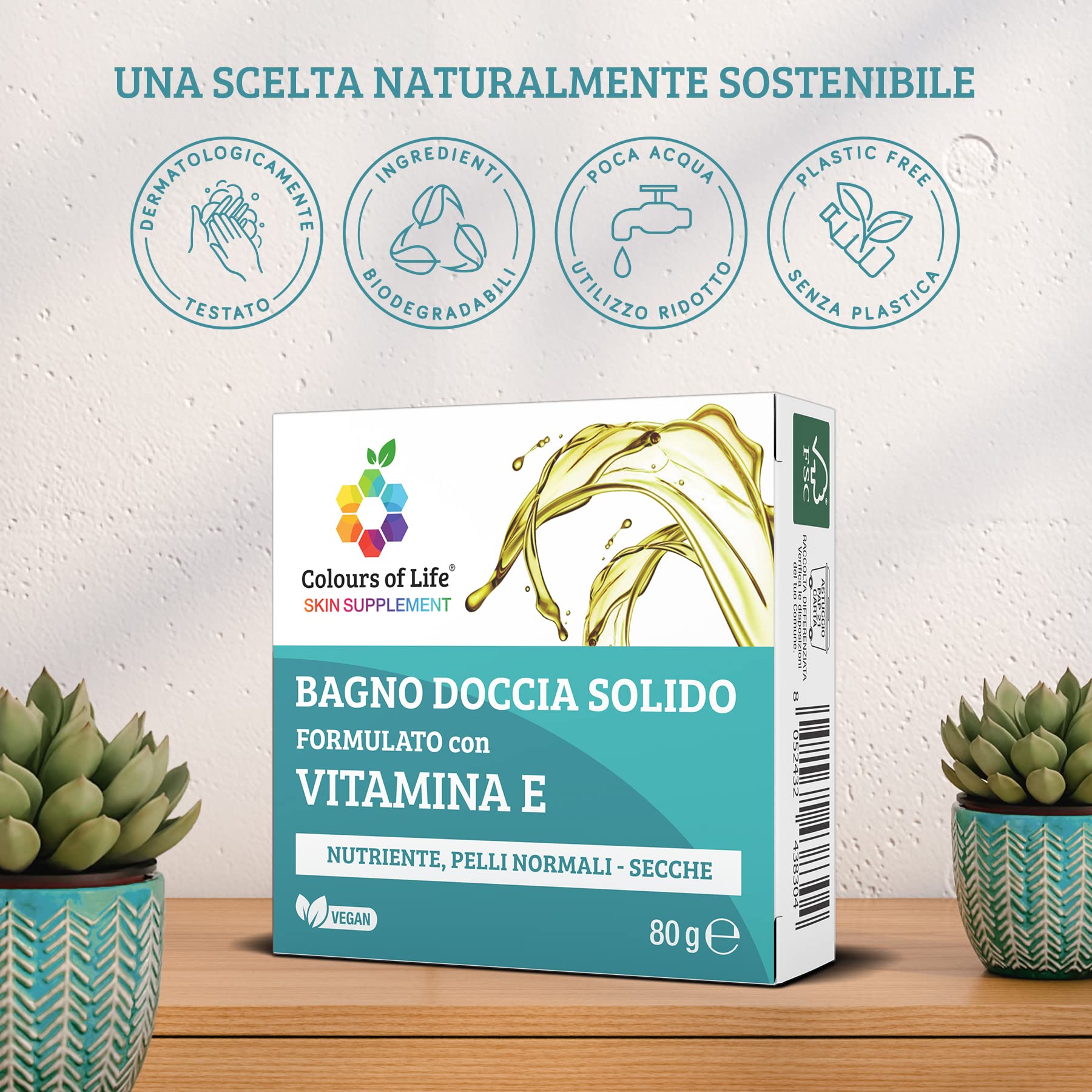 Colours of Life SKIN SUPPLEMENT - Bagno doccia solido VITAMINA E, 80 g