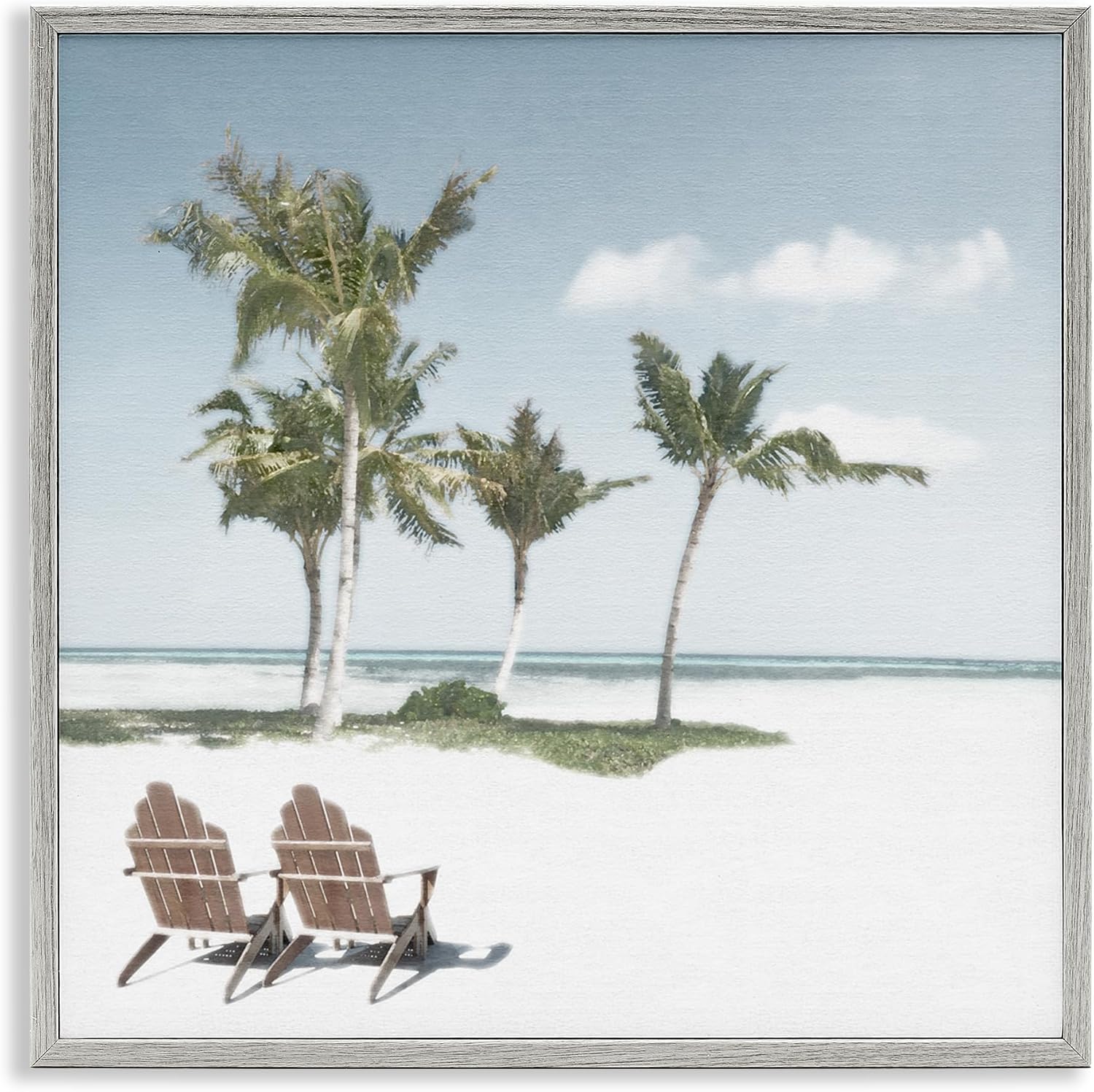 Stupell Industries Sea Breeze Beach Scene Gray Framed Giclee Art, design by Noah Bay, 17 x 17 | Stupell Industries | Gray, 17 x 17 Inches, Easy to Hang and Sturdy, Made in USA, by Noah Bay