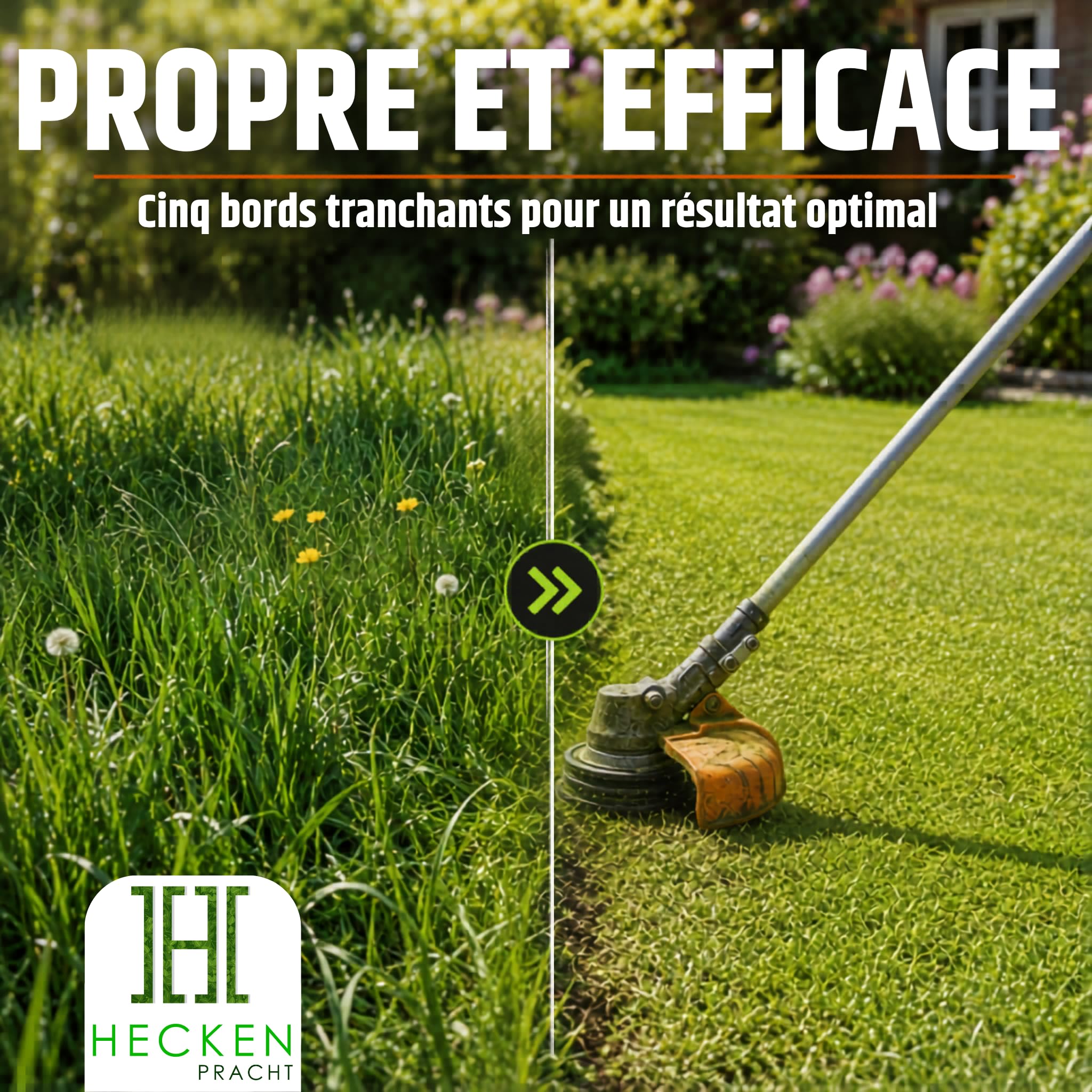Heckenpracht® Fil débroussailleuse avec noyau renforcé 2mm x 50m | profil étoile extrêmement tranchant | fil pour débroussailleuse | fil pour rotofil