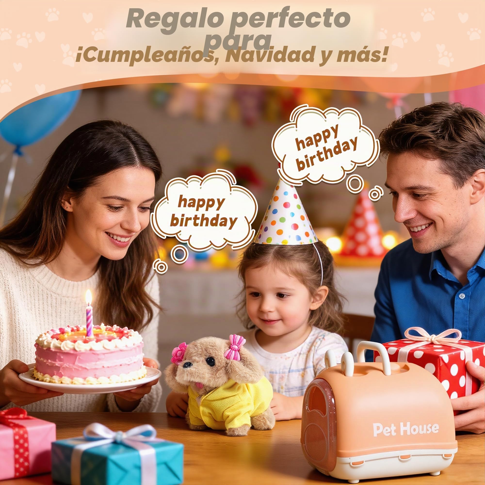 Perrito Juguete Que Ladra y Anda, Juguetes Niños 2 Años, Perro Interactivo con Jaula y 12 Accesorios, Perro Robot de Peluche Suave, Regalo Niña 2 3 4 Años y Cumpleaños