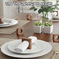 Vista 6 de CLEENTABLE Juego de 12 servilleteros de madera, decoración de otoño para el hogar, servilleteros cuadrados de madera de acacia para mesas