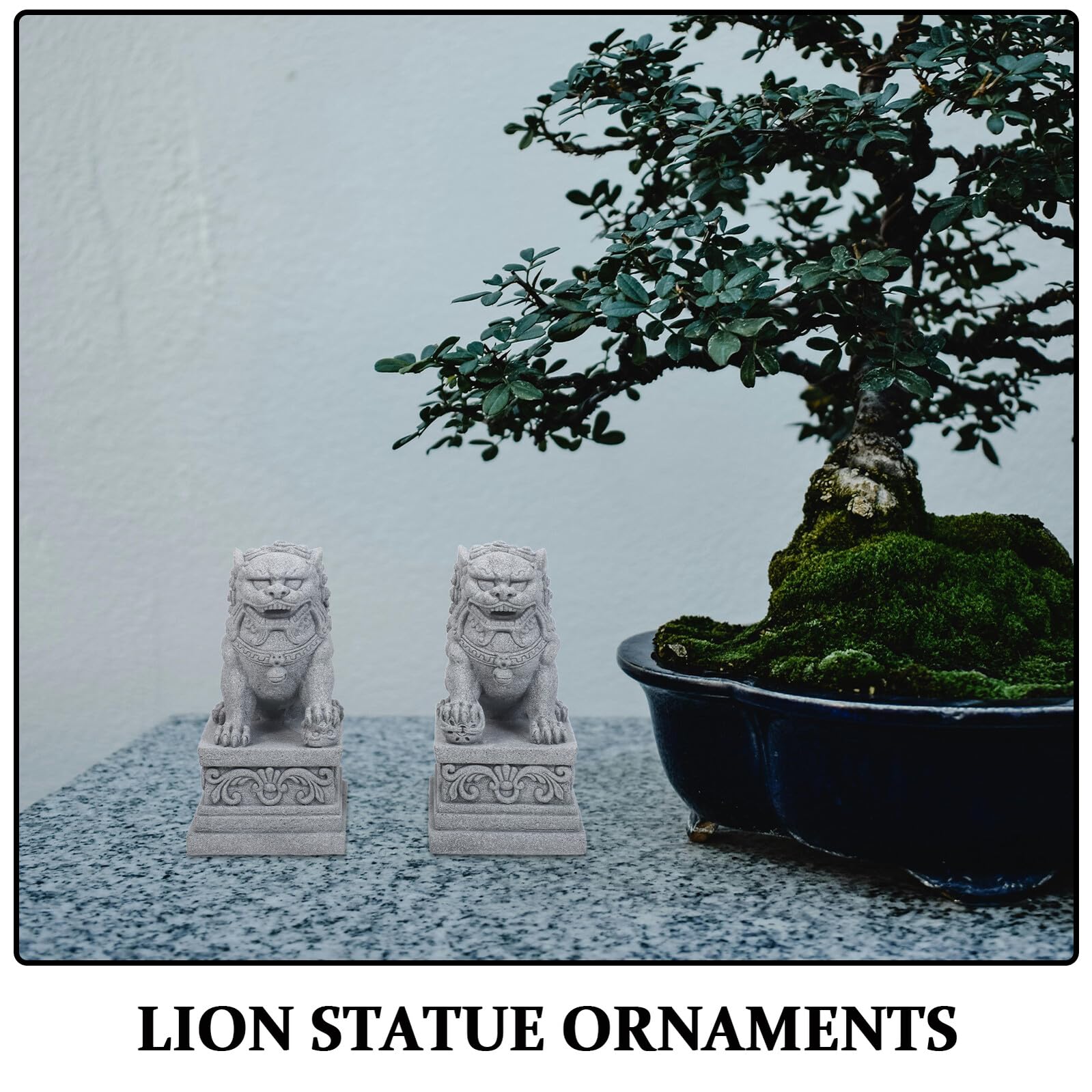 2 Szt. posągi zwierząt mini figurki ogrodowe Figurki zwierząt Statua lwa Light Grey