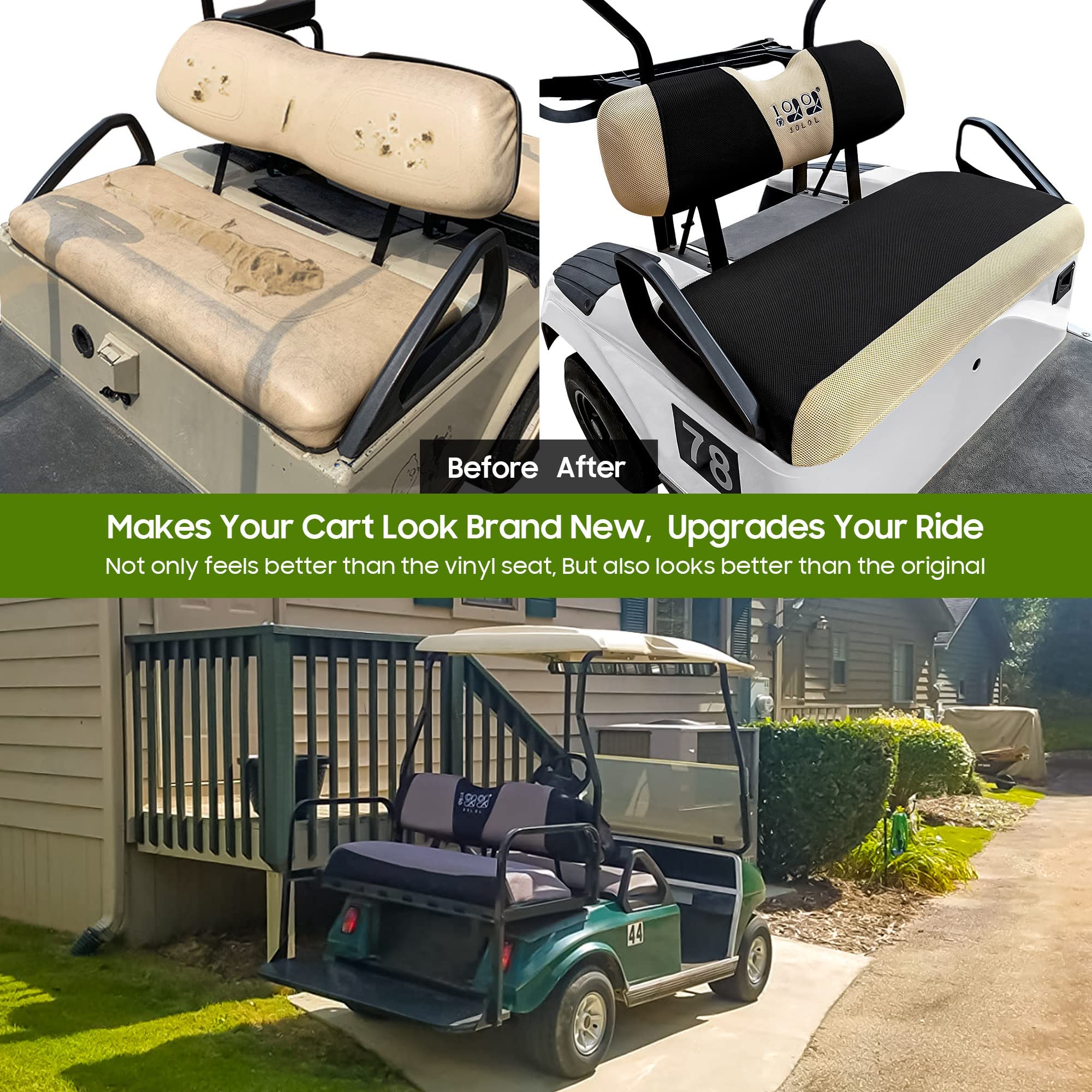 10L0L Ensemble Complet de Housses de siège de voiturette de Golf pour sièges Avant, Protection de bancs en Polyester, Accessoires universels pour EZGO TXT RXV et Club Car DS