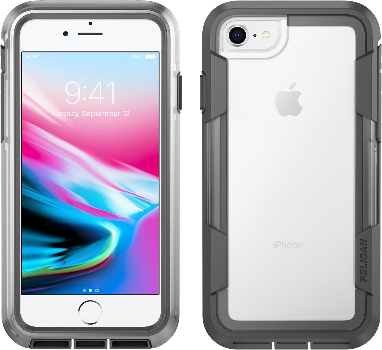 Pelican iPhone 6,7,8 and SE, Voyager Series - Military Grade Drop Tested, TPU, Polycarbonate Case for iPhone 6, iPhone 7, iPhone 8, iPhone SE (Clear/Grey)