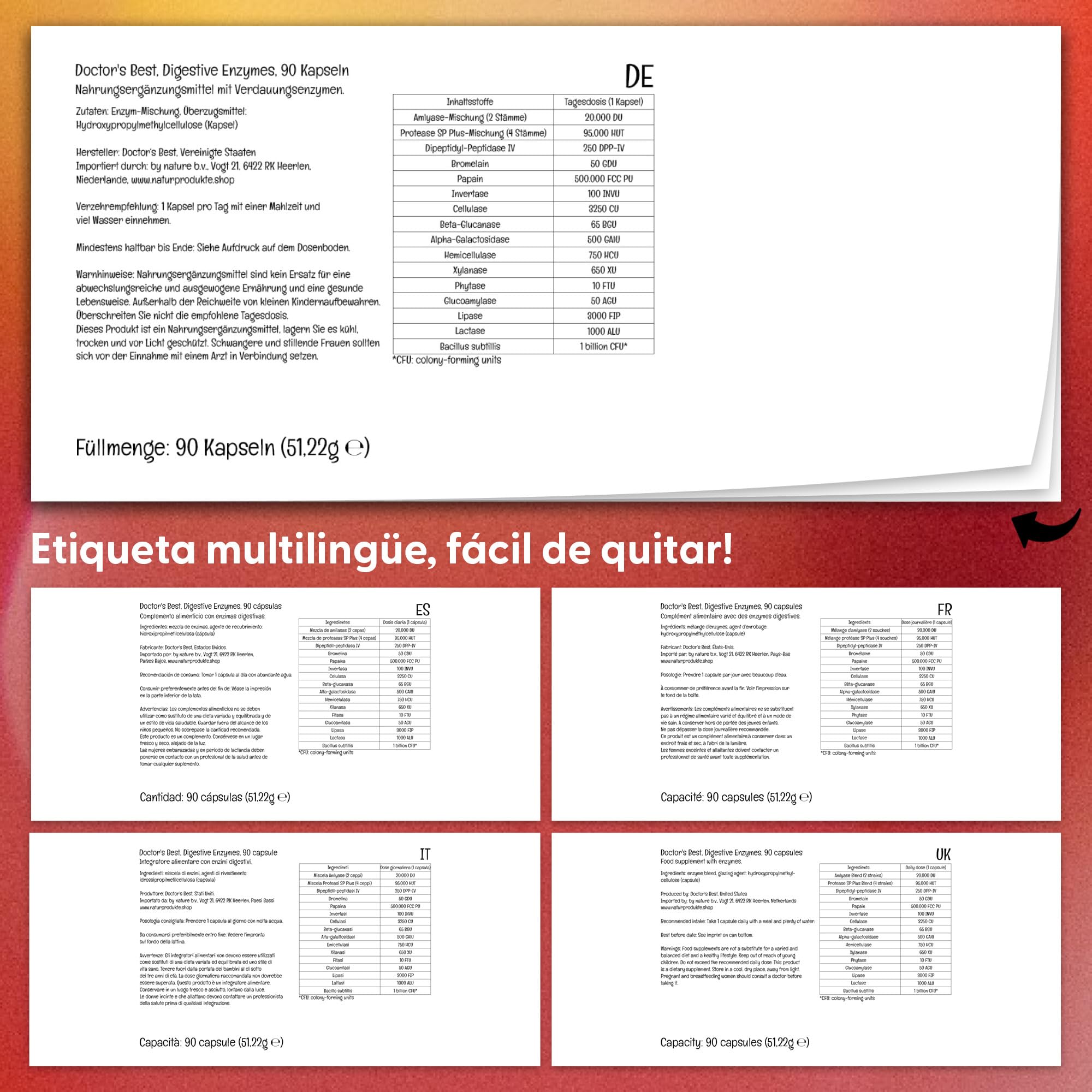 Doctor's Best, Digestive Enzymes (Enzimas Digestivas), 90 Cápsulas vegetarianas, Mezcla de Enzimas, Probadas en Laboratorio, Sin Gluten, Sin Soja, no GMO