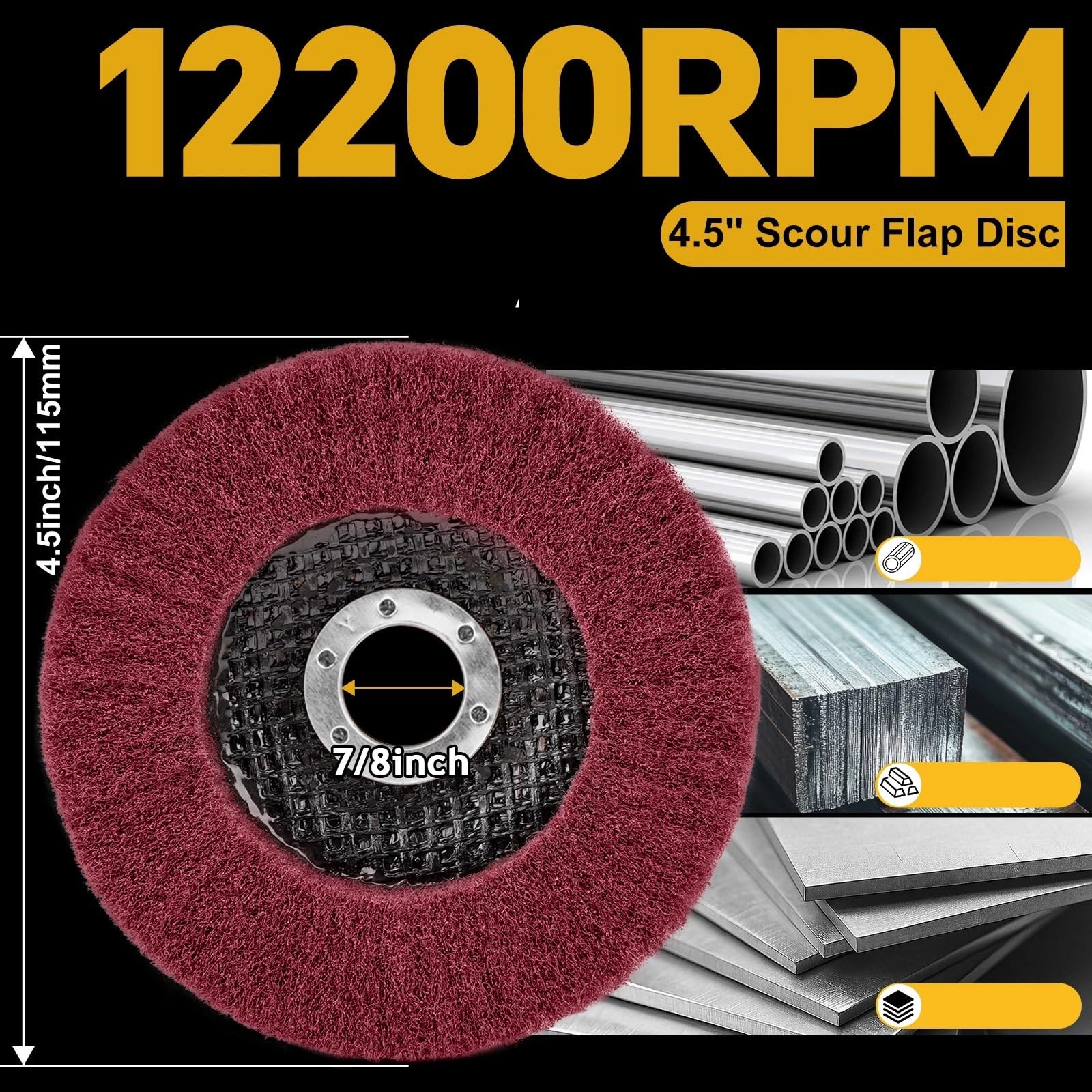 Ruedas Abrasivas De Solapa Disco de aleta de fibra de nailon de 8 piezas de 115 mm