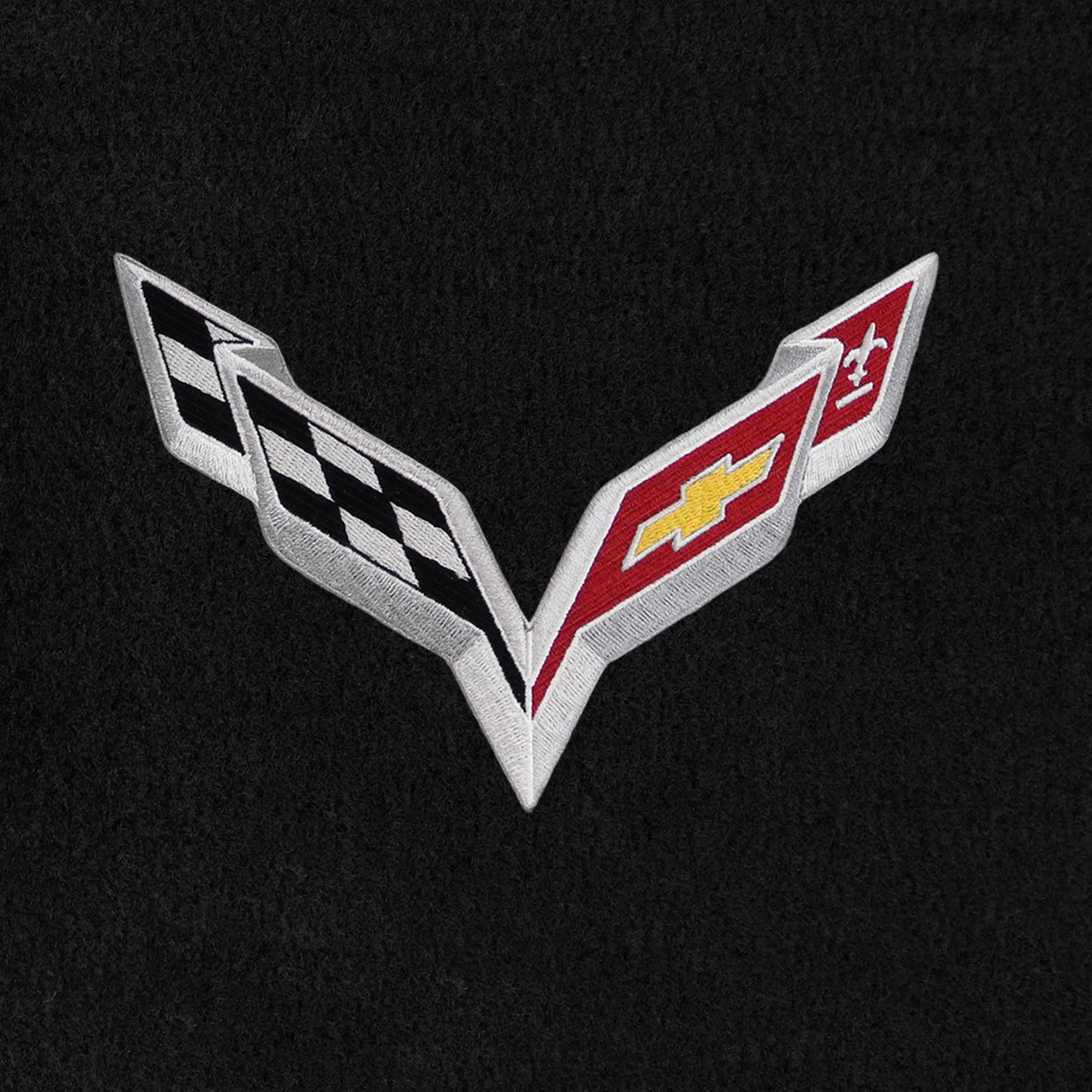 Lloyd Mats Custom-Fit Carpeted Floor Mats Premium Luxury Car Floor Liners for C7 Corvette 2014-2019 (Charcoal, 2PC - Crossed Rally Flags (2014-2019)