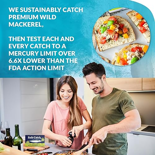 Miniatura 4 de Safe Catch Pescado de caballa enlatado en aceite de oliva puro, probado en mercurio, filetes de caballa del Atlántico Norte, capturados