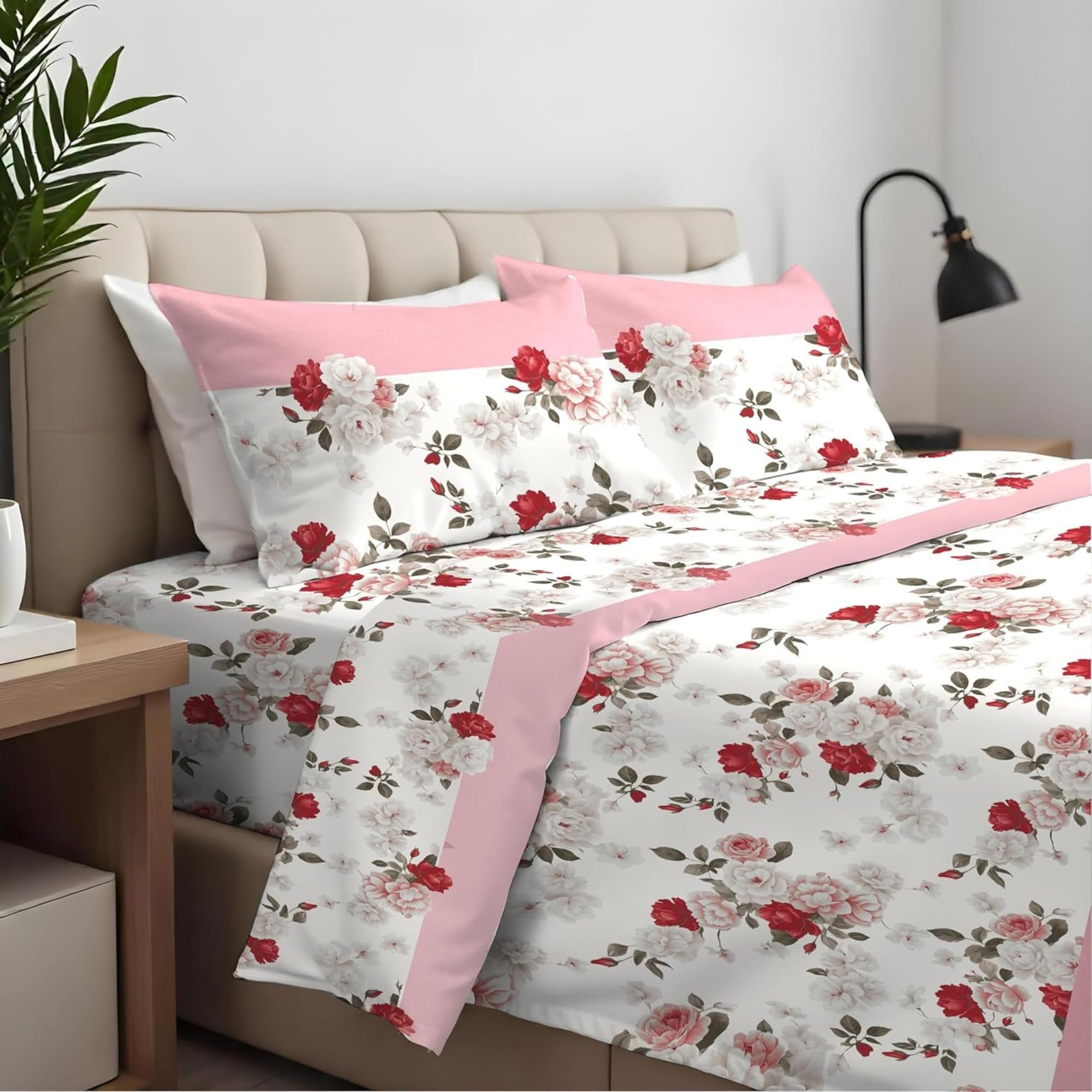 CLARA HOME Lenzuola Completo Letto Matrimoniale Colore Ilenia Rosa, Lenzuola Elasticizzate per Tutte le Stagioni, Completo di Federe per Guanciali