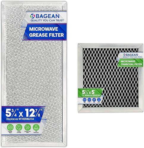 Bagean Filtro de ventilación de microondas con grasa W10208631A y carbón 8206230A Whirlpool Filtro de repuesto para microondas  Malla de aluminio y