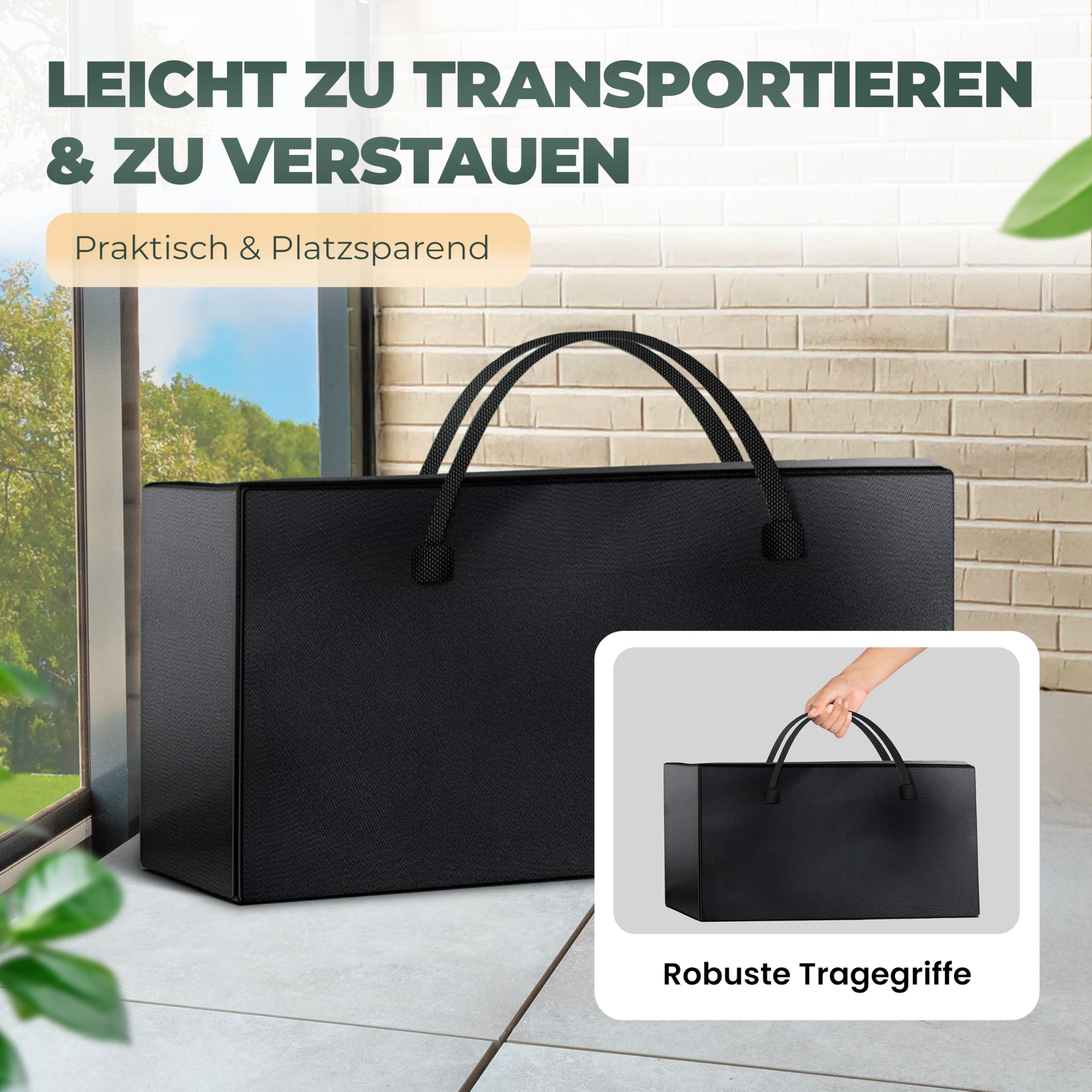 Borsa portaoggetti XXL 180 x 60 x 80 cm per cuscini da giardino, copriletti, vestiti, imbottitura da giardino, biancheria da letto, vestiti, grande borsa impermeabile con chiusura lampo