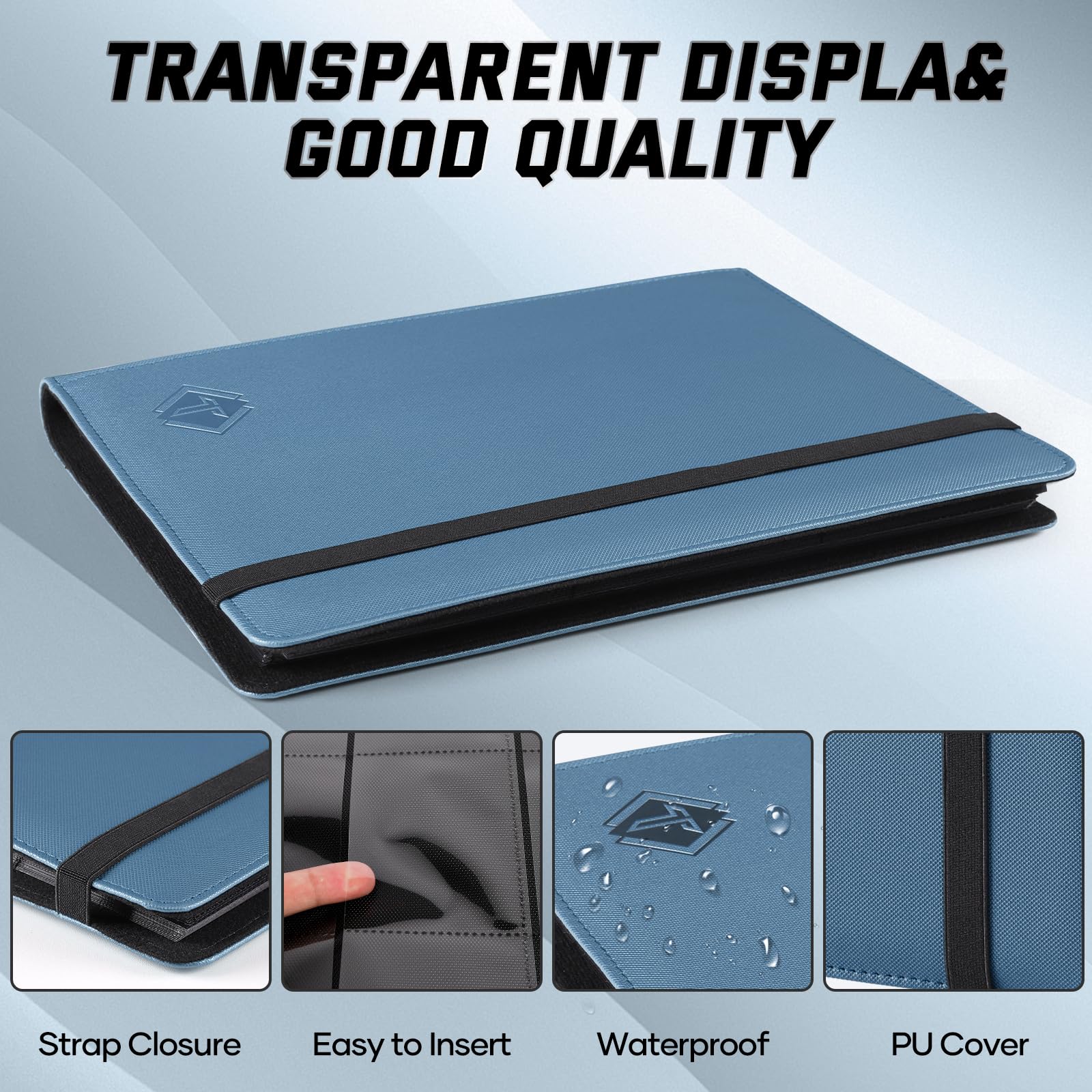 9 Pocket Card Binder,PU Card Ablums,Trading Card Binder Holder,432 Side Loading Pockets Sports Card Book Card Folder Card Album Card Holder Fit for MTG Football Play Cards (blue) - Image 4