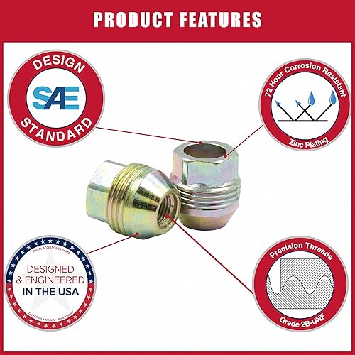 Miniatura 4 de Wheel Accessories Parts 24 tuercas de llanta estilo OEM M14x1.5 14x1.5 rosca OEM 1.20 pulgadas de largo zinc amarillo 7/8 pulgadas hexagonal para