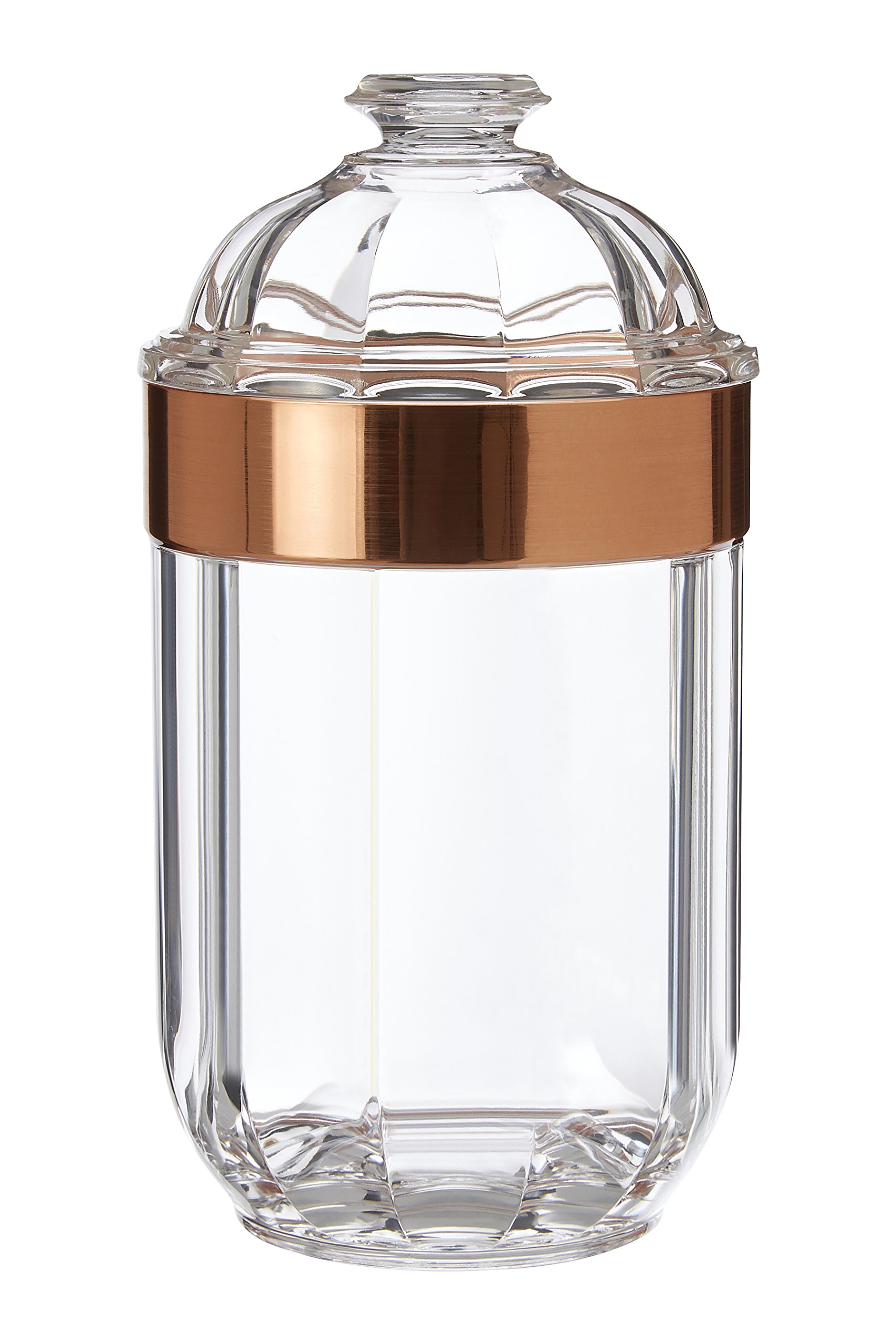 PremierHousewares Clear Canister, Acrylic, Rose Gold, 10 x 10 x 18 cm
