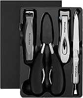 Norchan 5-Piece Large Nail Clippers Set - Sharp Heavy-Duty Toenail & Fingernail Clippers with File, Storage Bag for Men & Women