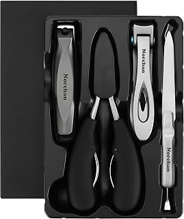 Norchan 5-Piece Large Nail Clippers Set - Sharp Heavy-Duty Toenail & Fingernail Clippers with File, Storage Bag for Men & Women