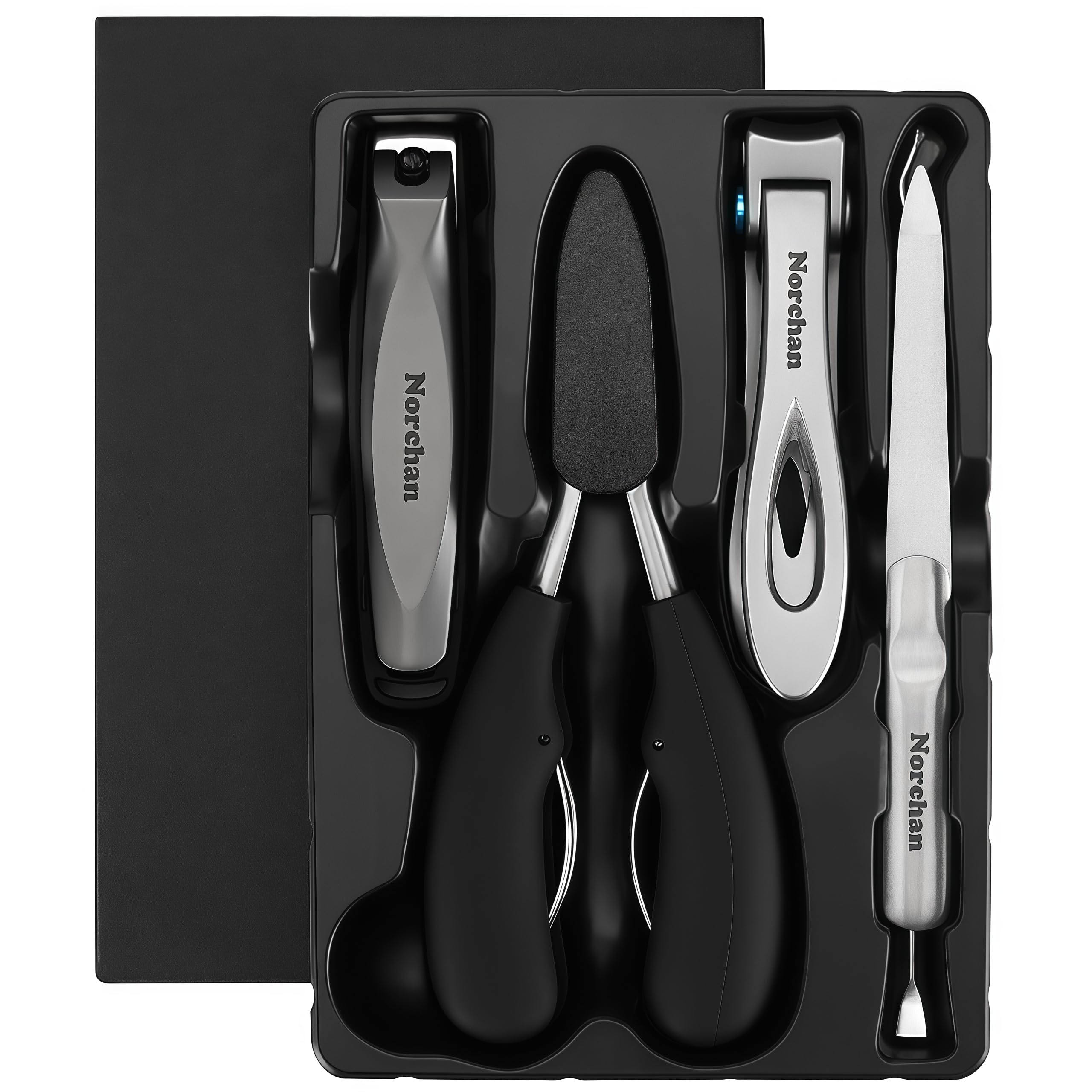 Large Nail Clippers Set, 5-Piece Sharp Toenail and Fingernail Clippers with Nail File, Ideal for Men and Women (Premium, Big Size, Heavy-Duty Design)