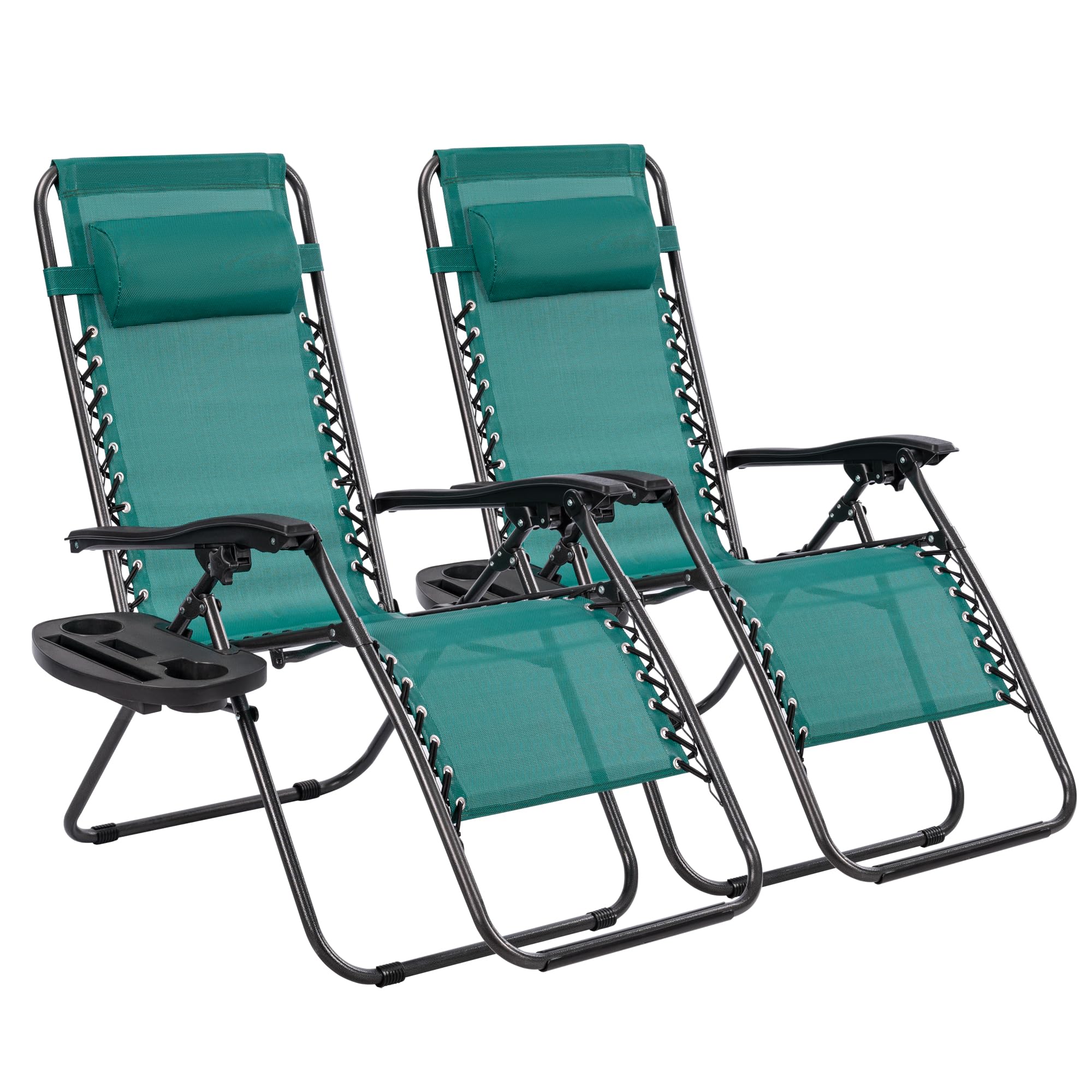 T-LoVendo Pack 2 Tumbonas o Sillas de Exterior Plegables para jardín, Playa, Piscina, terraza. Gravedad Zero 2 Unidades, Acero Ligero, Portavasos y Reposacabezas.