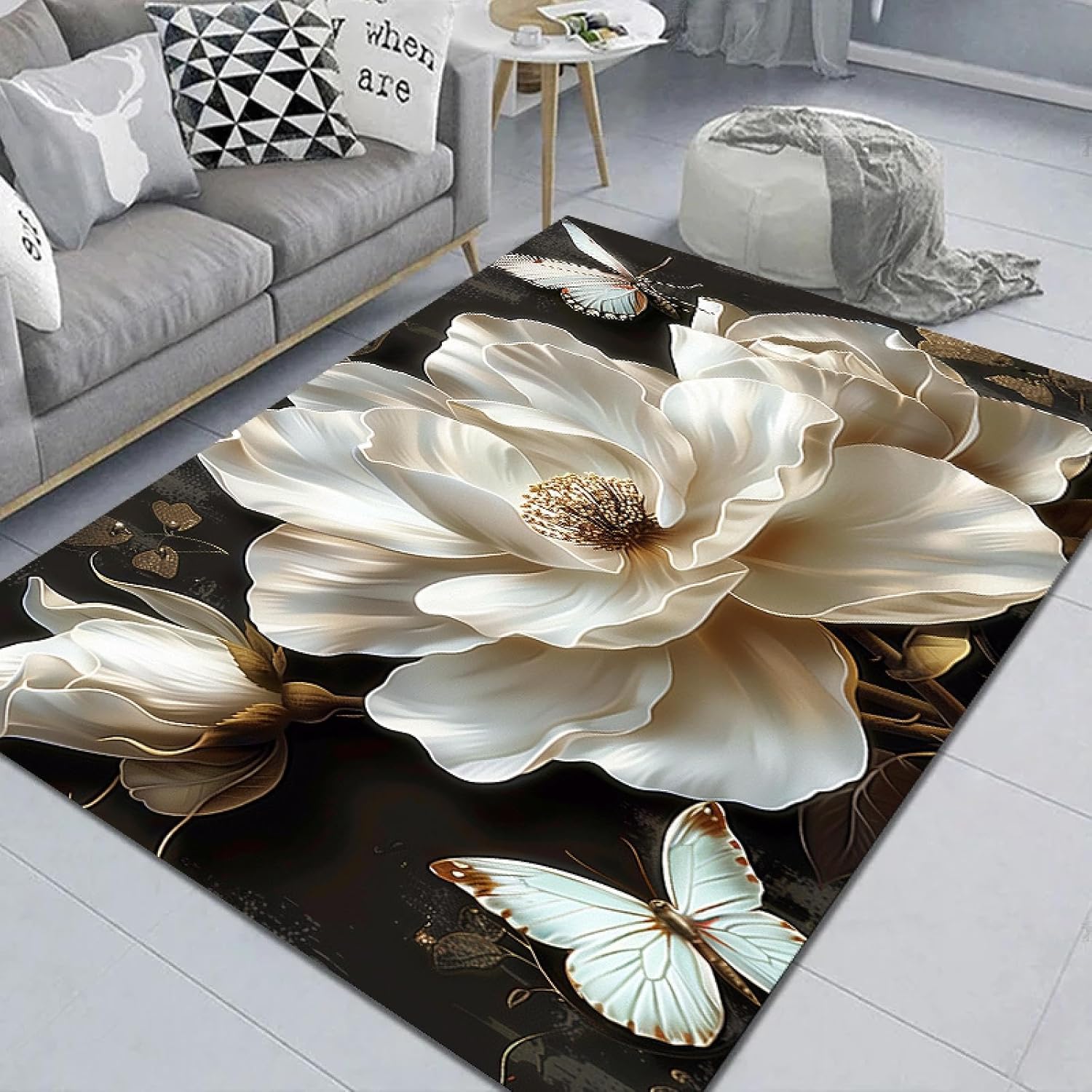 Retro Flower Carpet for Living Room Sofa Coffee Table Area Rug Bathroom Non Slip Modern Luxury Bedroom Decor Floor Mat 140x200cm