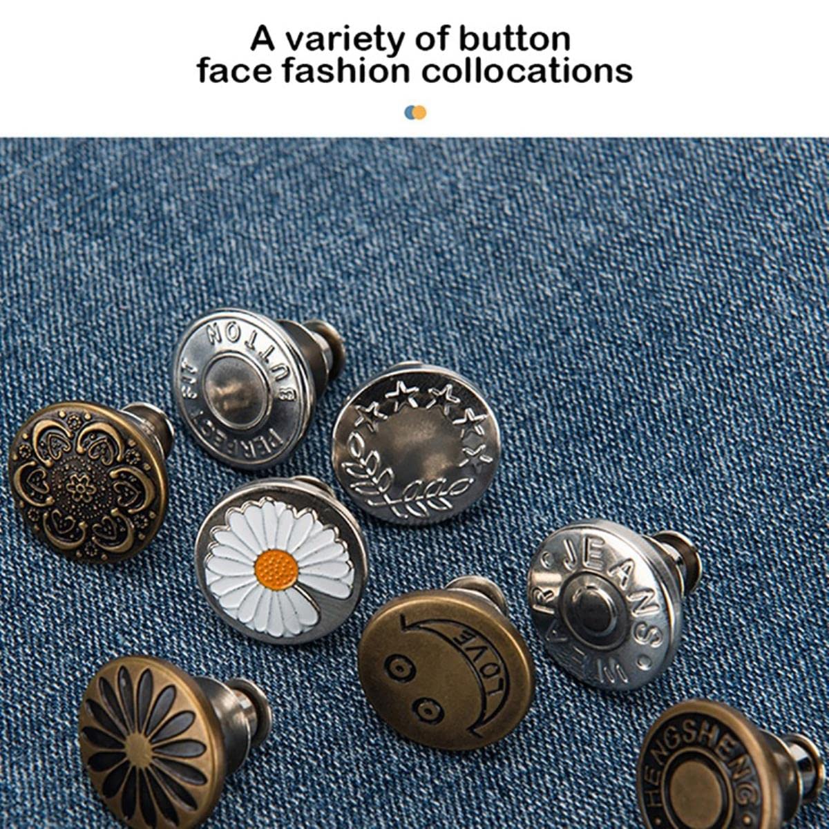 Bottoni In Metallo Retrò Staccabili Chiusura A Scatto Pantaloni Spilla Per Jeans Bottone A Scomparsa Fibbie Senza Cuciture Vestibilità Perfetta Ridurre La Vita-G,1.7CM - Foto 4