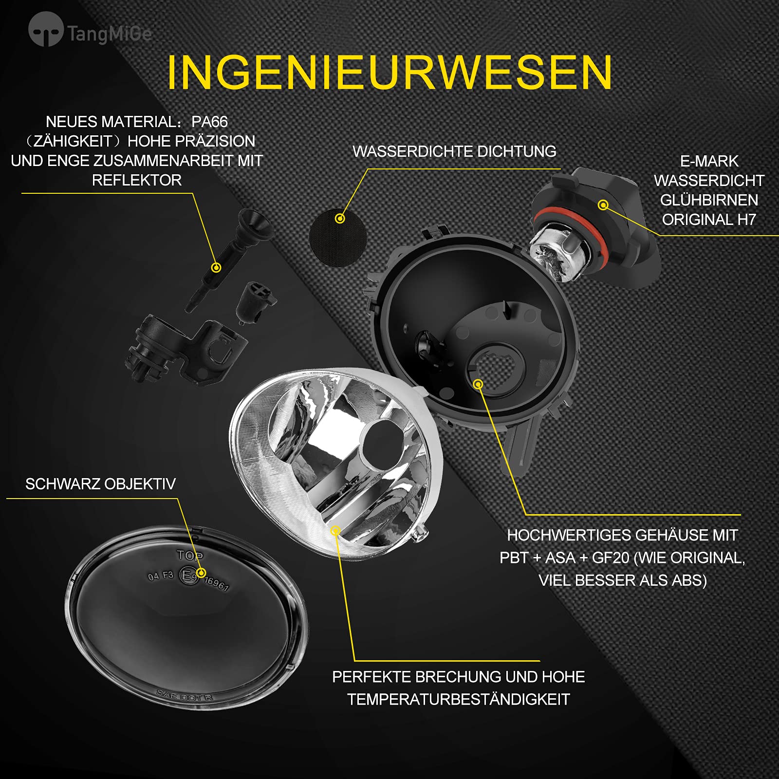 TangMiGe Fendinebbia compatibile con BMW (F20 F21 F22 F23 F30 F31 F32 F33 F34 F36 F45 F46, Active Gran Tourer Turismo Coupe), Serie 1 2 3 4, 11/2010-02/2017, 1 Paio (Fumo Nero)
