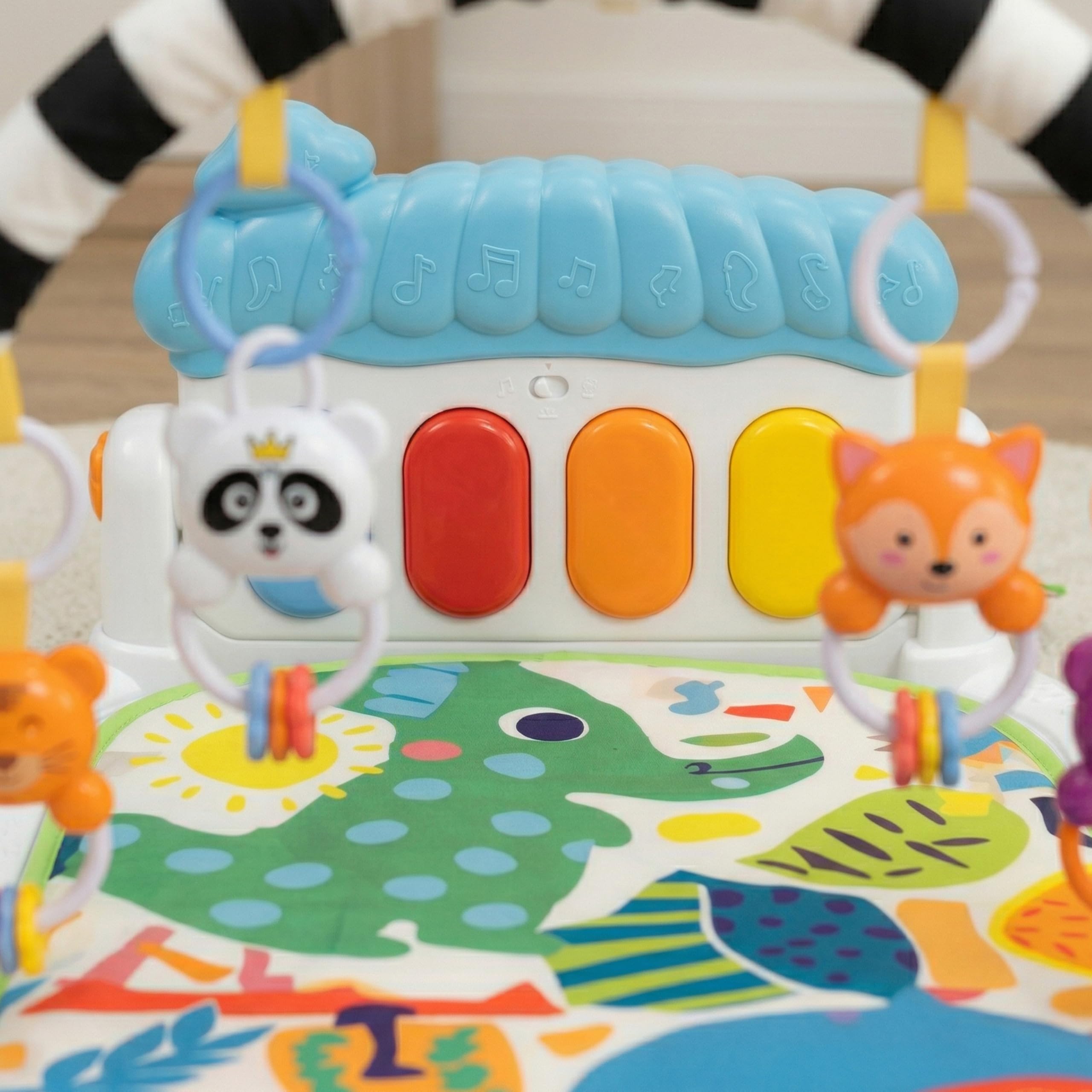 Baby Play Mat Baby Gym, White Play Gym with Musical Kick Piano Floor Activity Gym & Sensory Toys, Sounds, Lights and Music Gifts for Newborn Boy & Girl, 0 to 3 6 9 12 Months — view 7