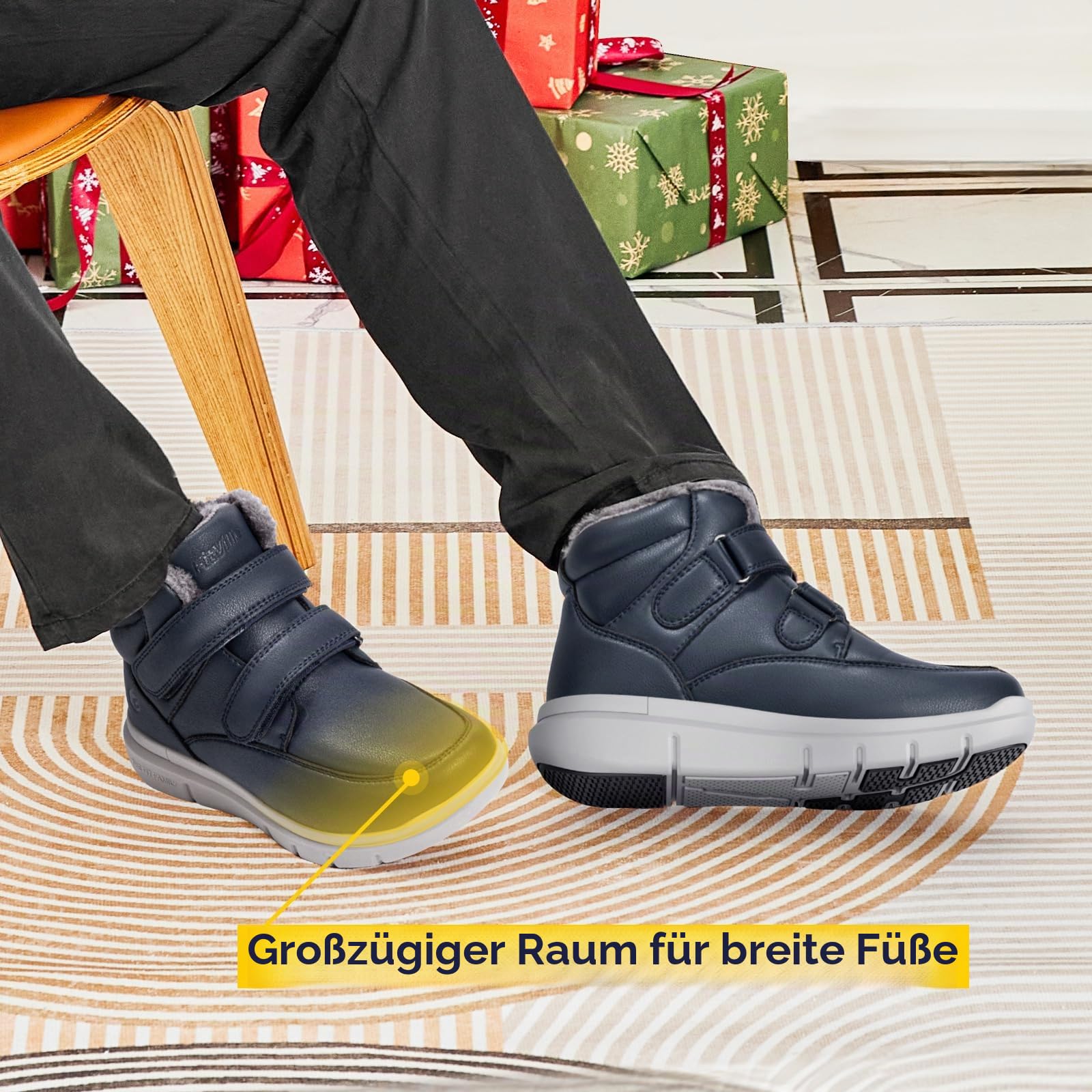FitVille Winterschuhe Herren Extra Weit Winterstiefel Wasserdicht Schneestiefel Kurzschaft Stiefel Breit Rutschfeste Schuhe
