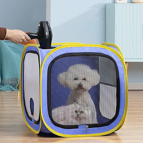 Miniatura 7 de K ERATISNIK Caja de secado de perros para mascotas, jaula portátil para secadora de mascotas, plegable, caja de secado de pelo para perros pequeños