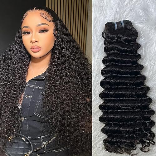 Vista 8 de Paquetes de cabello humano ondulado profundo de 18, 20 y 22 pulgadas, paquete de cabello humano virgen brasileño sin procesar, 3 manojos de Paquetes